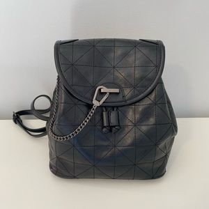 Zara Black Soft Faux Leather Flap Quilted Backpack